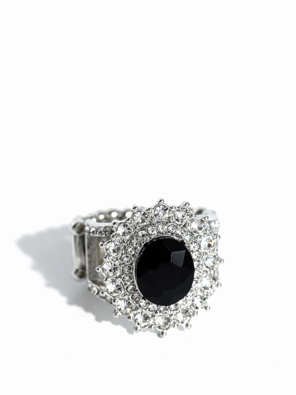 paparazzi Black and Silver Halo Statement Ring